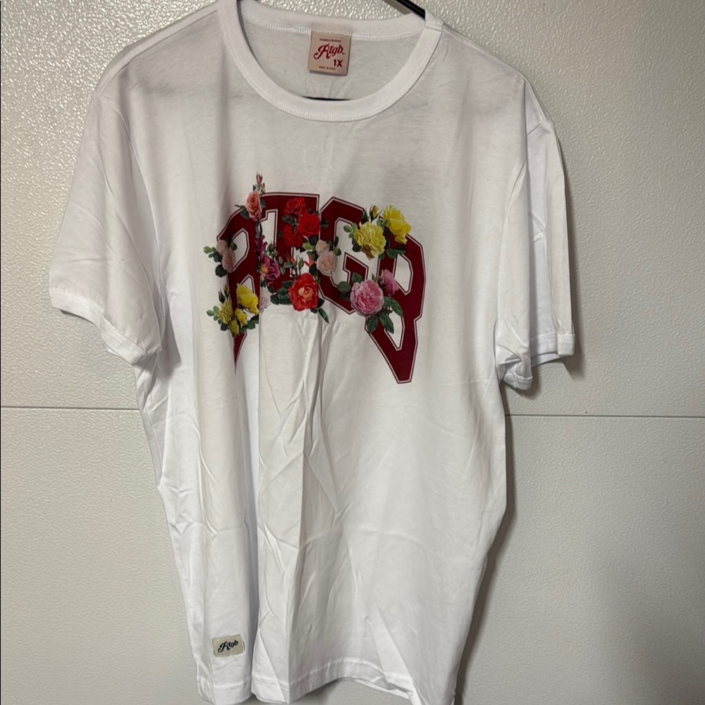 White Graphic T-Shirt with Floral Design